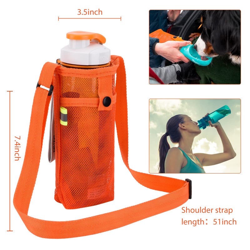 Tainehs Water Bottle Holder Water Bottle Carrier with Adjustable Shoulder Strap Beach bottle Bag Water Bottle Sling Dog Water Bottle Sleeve for Sports Gym Hiking Camping Walking Black/Pink - Image 3